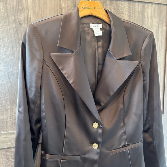 Cache Satin Blazer Jacket brown size 6 - Picture 6 of 11